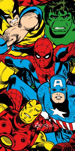 Marvel-Comics-Heroes-Spiderman-Wolverine-Beach-Bath-Cotton-Towel-0