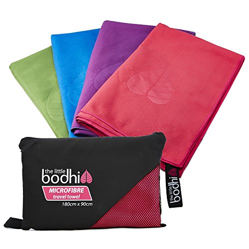 Microfibre-Towel-X-Large-size-180cm-x-90cm-with-carry-bag-a-quick-dry-towel-in-4-stunning-colours-pink-blue-green-purple-Great-for-travel-sports-gym-camping-swim-yoga-pilates-bikram-beach-bath-or-at-h-0